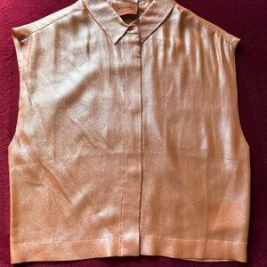Missoni Shimmery Rose Gold-ish Sleeveless Button-Down Top